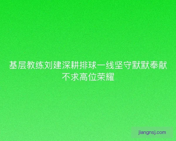 基层教练刘建深耕排球一线坚守默默奉献不求高位荣耀