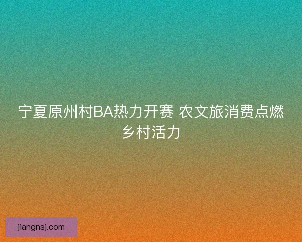 宁夏原州村BA热力开赛 农文旅消费点燃乡村活力