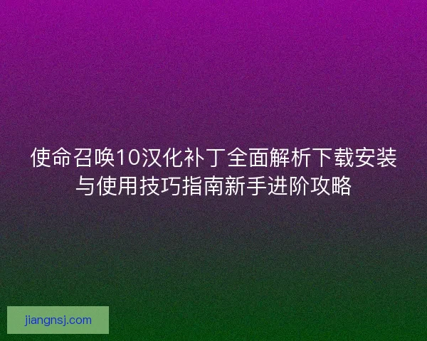 使命召唤10汉化补丁全面解析下载安装与使用技巧指南新手进阶攻略 使命召唤10汉化补丁全面解析下载安装与使用技巧指南新手进阶攻略